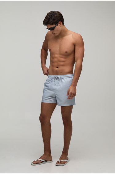 Constrast Stitch Short Length Swim Short - grey