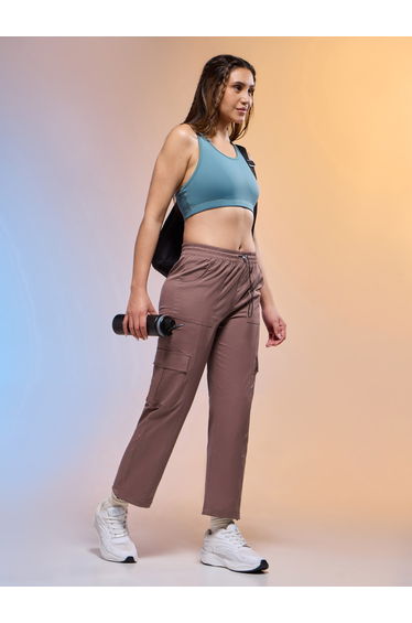 Women Solid Slim Fit Sports Cargo Track Pants