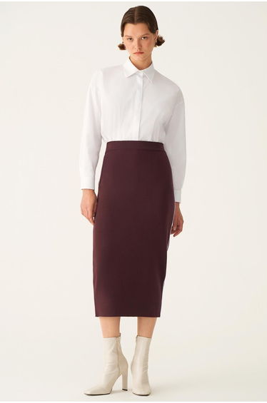 Illas Burgundy Lilac Color Knitwear Skirt