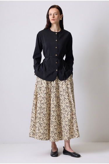 SHIRT SKIRT SET WITH LEATHER BELT