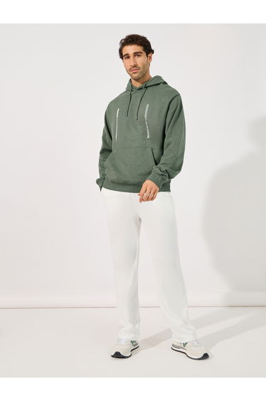 Minimal Front Statement Print Relaxed Fit Hoodie
