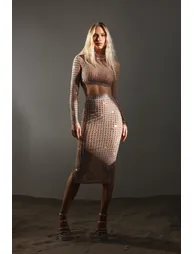 Elizabeth Diamante Mesh Set - Beige - 5