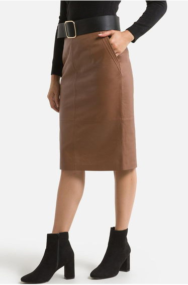 Leather Mid-Length Skirt
