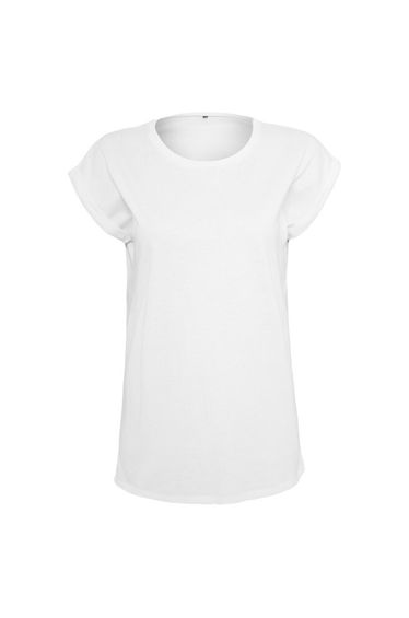Womens/Ladies Extended Shoulder T-Shirt - White