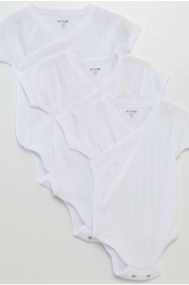 Pack of 3 ribbed bodysuits WHITE