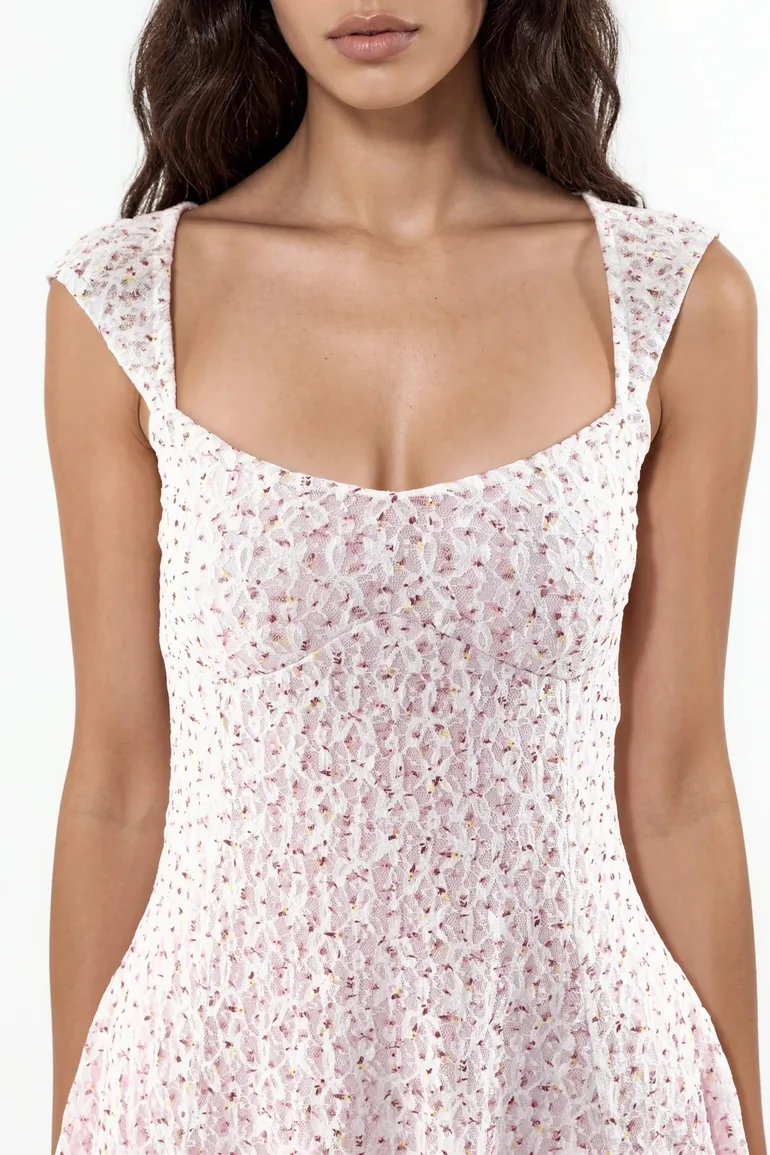 Mini Lace Printed Dress - 5