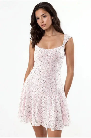 Mini Lace Printed Dress