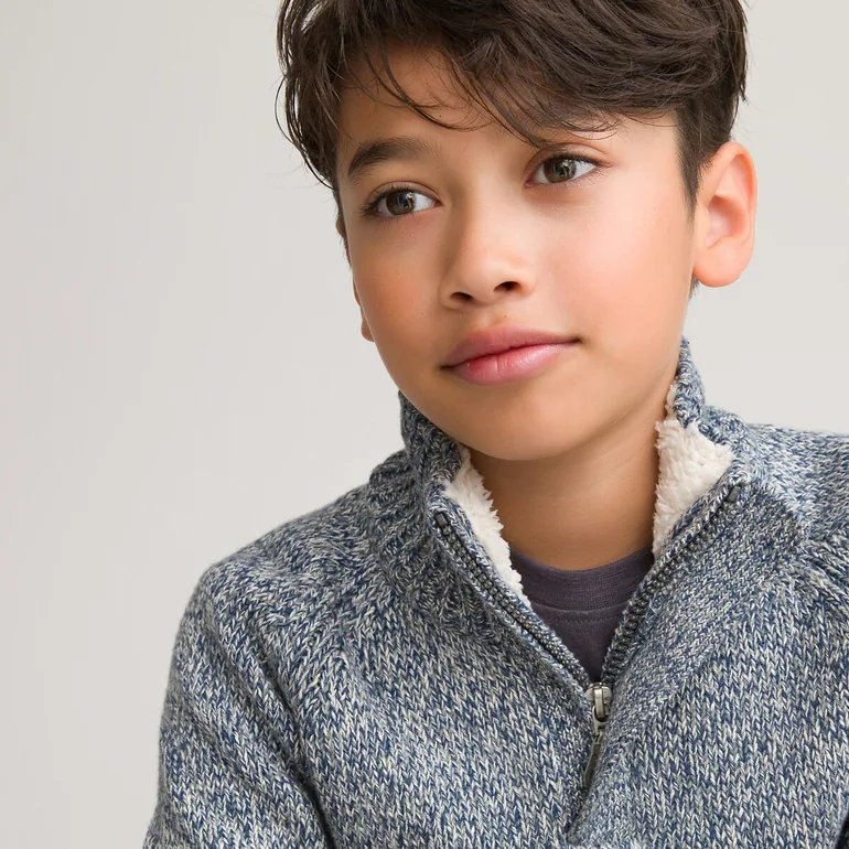 Half Zip Jumper/Sweater in Cotton Mix - 1