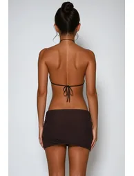 Cezara Halter Neck Backless Ruch Mini Dress - 2