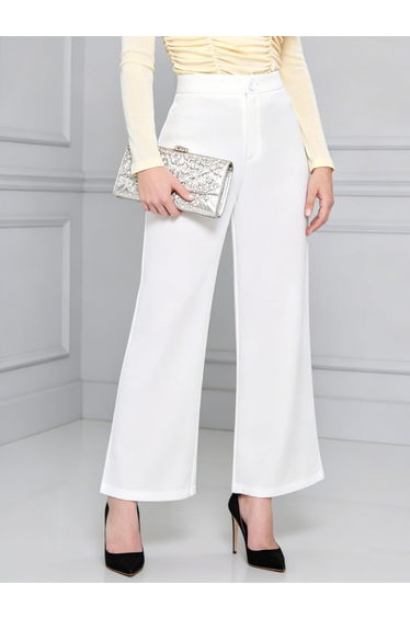 White High Rise Straight Leg Pants