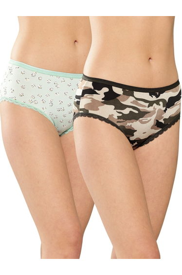 Pack of 2 - Floral and Camo Print Hipster Briefs