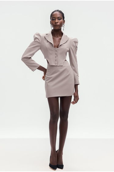 Alwin Button Plunge Bodycon Skirt Set