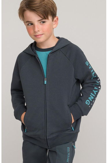 Zip-Up Hoodie in Cotton Mix