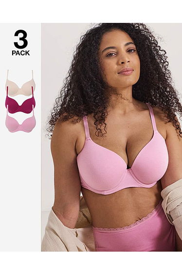 3 Pack Cotton T-Shirt Bras