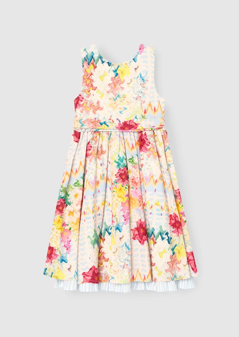 Seren Print Stripe Sash Waist Dress - Multi - 5
