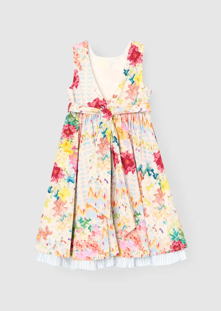 Seren Print Stripe Sash Waist Dress - Multi - 6