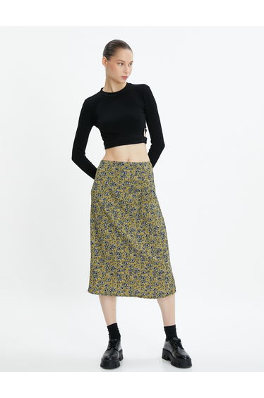 Flower Printed Midi Skirt Relax Cut