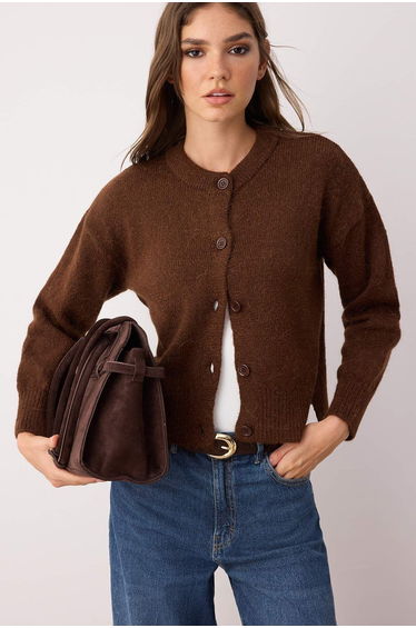 Brown More Sustainable Alpaca Wool Blend Premium/Special Yarn Knitwear Cardigan