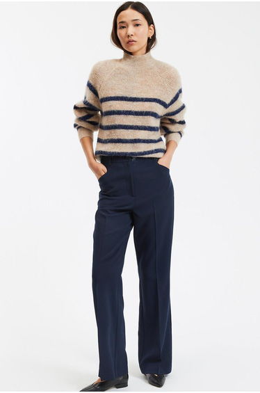 Striped Alpaca Mix Jumper/Sweater with High Neck