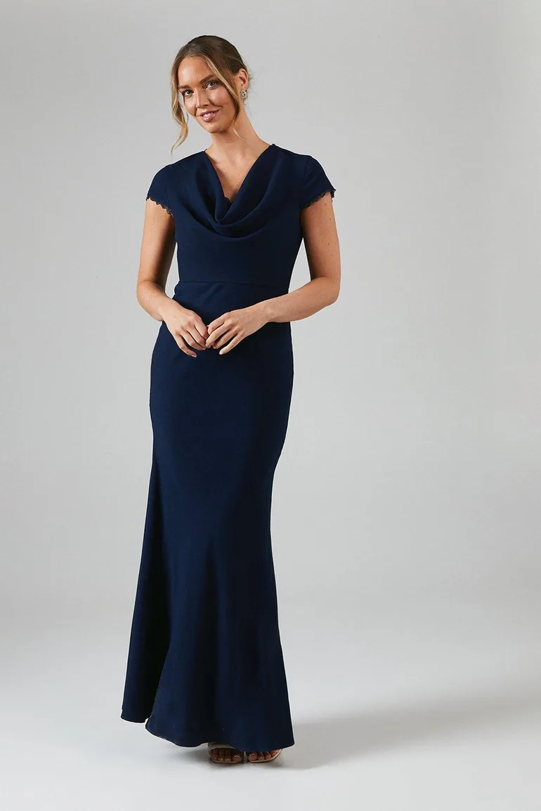 criss cross halter bridesmaid dress Charmeuse Criss-Cross Halter Bridesmaid Dress – Bridal and Formal main image 1