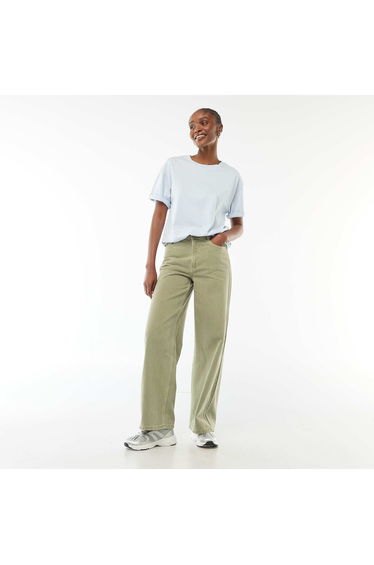 High-rise wide-leg jeans GREEN