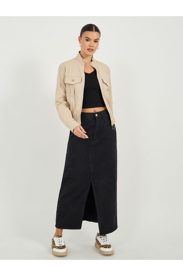 Solid Long Sleeve Zipper Jacket