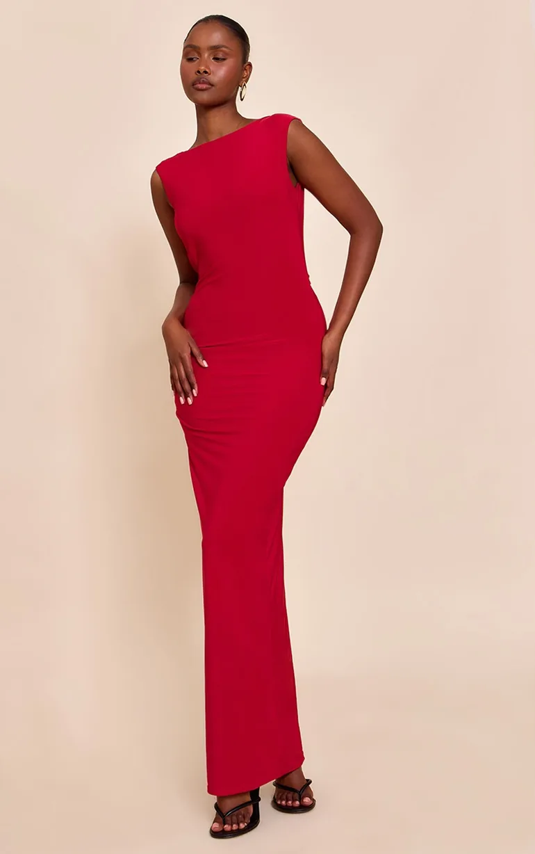 strapless open back dress Red Slinky Plunge Mini Dress main image 0