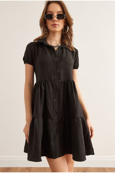 Women's Black Piece Shirt Dress