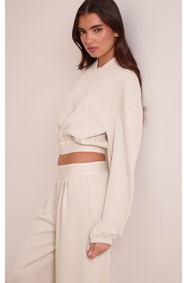 PLT Slate Grey Soft Touch Elasticated Waist Bomber Jacket