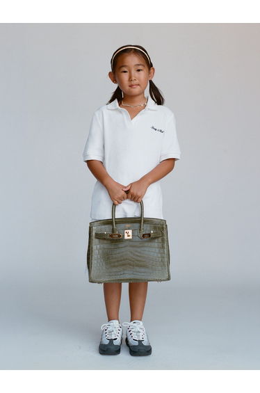 Sporty & Rich Kids Signature Logo Terry Polo Shirt in White