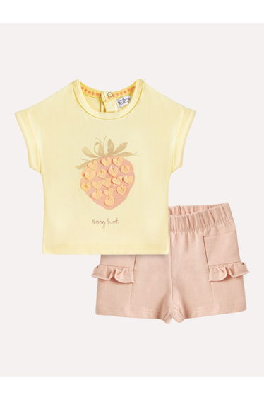 Girls Applique Detail Top and Shorts Set