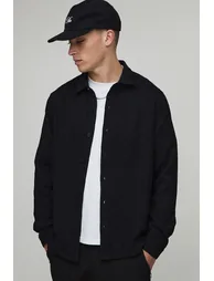 Regular Fit Jacquard Collared Shirt - black