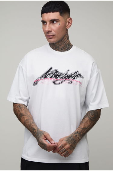 Tall Afterlight Skull Print Oversized Short Sleeve T-shirt - white