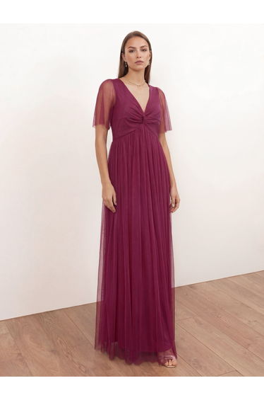 Anaya With Love Recycled Cerise Twist Detail Maxi Dress