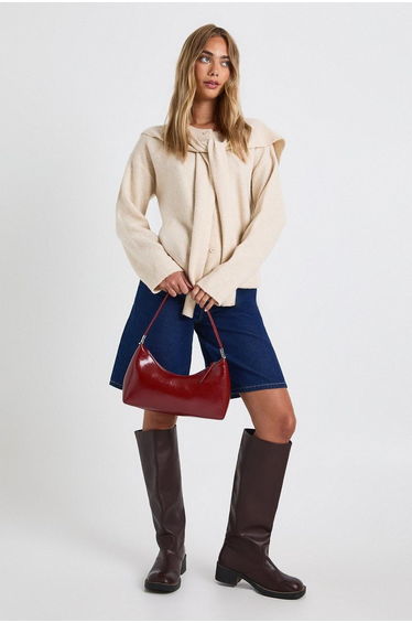 Soft Knit Boxy Fit Knitted Cardigan and Overlay - cream