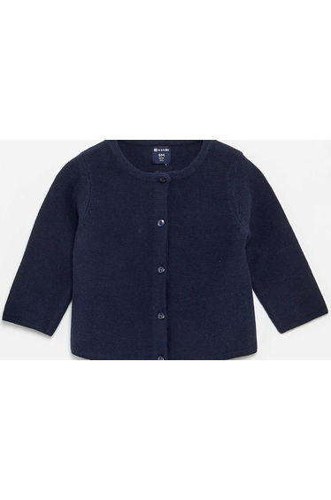 Plain Fine-Gauge Knit Cardigan BLUE