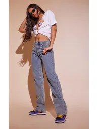 Vintage Mid Wash Straight Leg Jeans