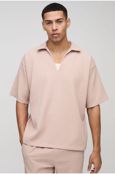Oversized Overhead Pleated V-Neck Shirt