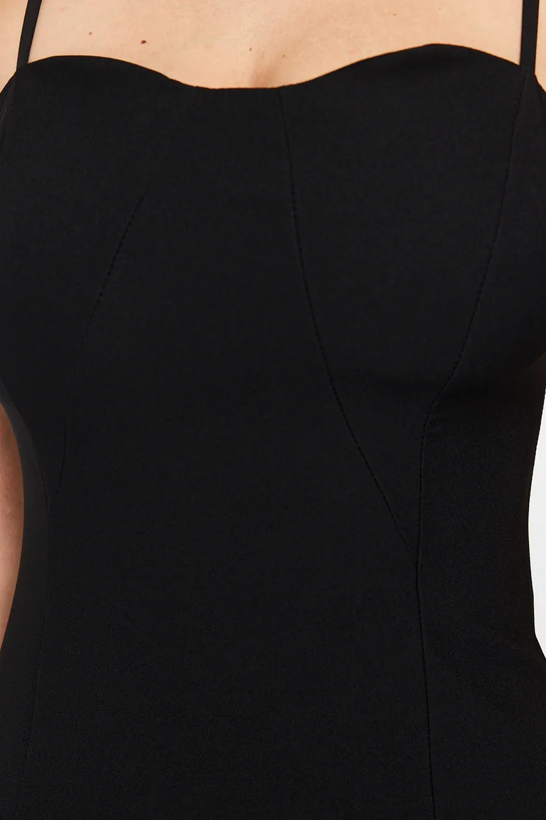 Black Woven Maxi Dress - 4