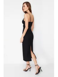 Black Woven Maxi Dress - 2