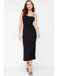 Black Woven Maxi Dress - 1
