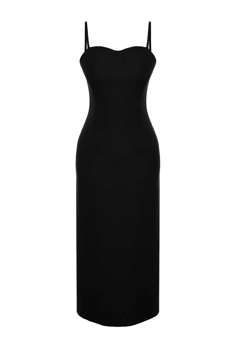 Black Woven Maxi Dress - 7