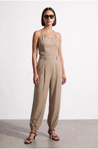 DILVIN Long Tencel Halter Jumpsuit