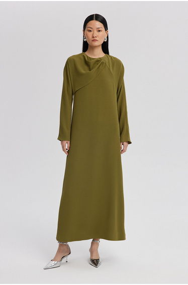 CREPE DRESS WITH ASYMMETRIC NECKLINE DRESS