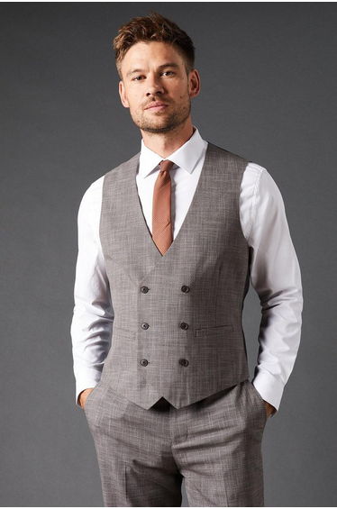 Charcoal Puppytooth Check Waistcoat