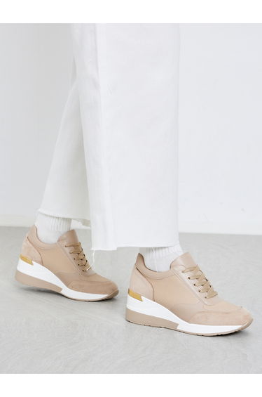 Wedge Heeled Lace Up Sneakers
