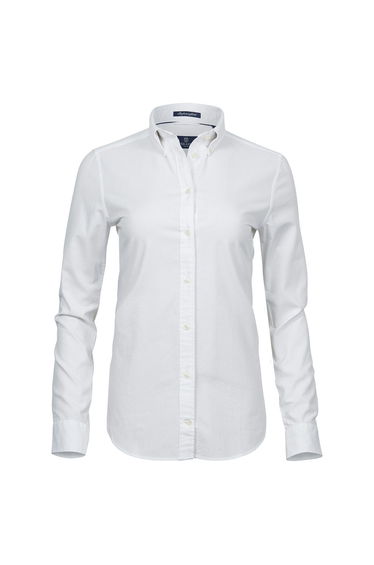 Tee Jays Womens/Ladies Perfect Long Sleeve Oxford Shirt - White
