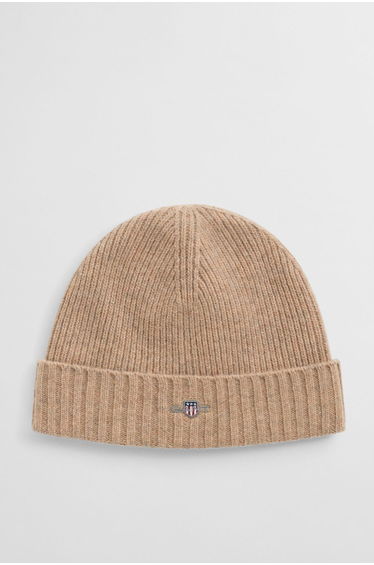 Unisex. Shield Wool Beanie Khaki Mel