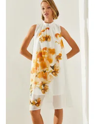 Women's Floral Patterned Suspender Dress - 2