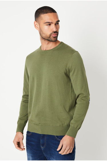Active Check Patch Knit Crew Green